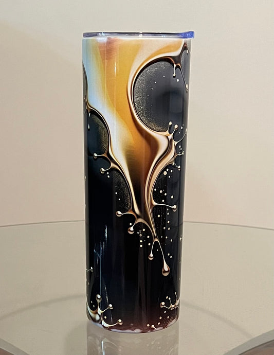 3D Black Gold Water Splatter Tumbler